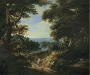 unknow artist, Landscape with a castle and figures